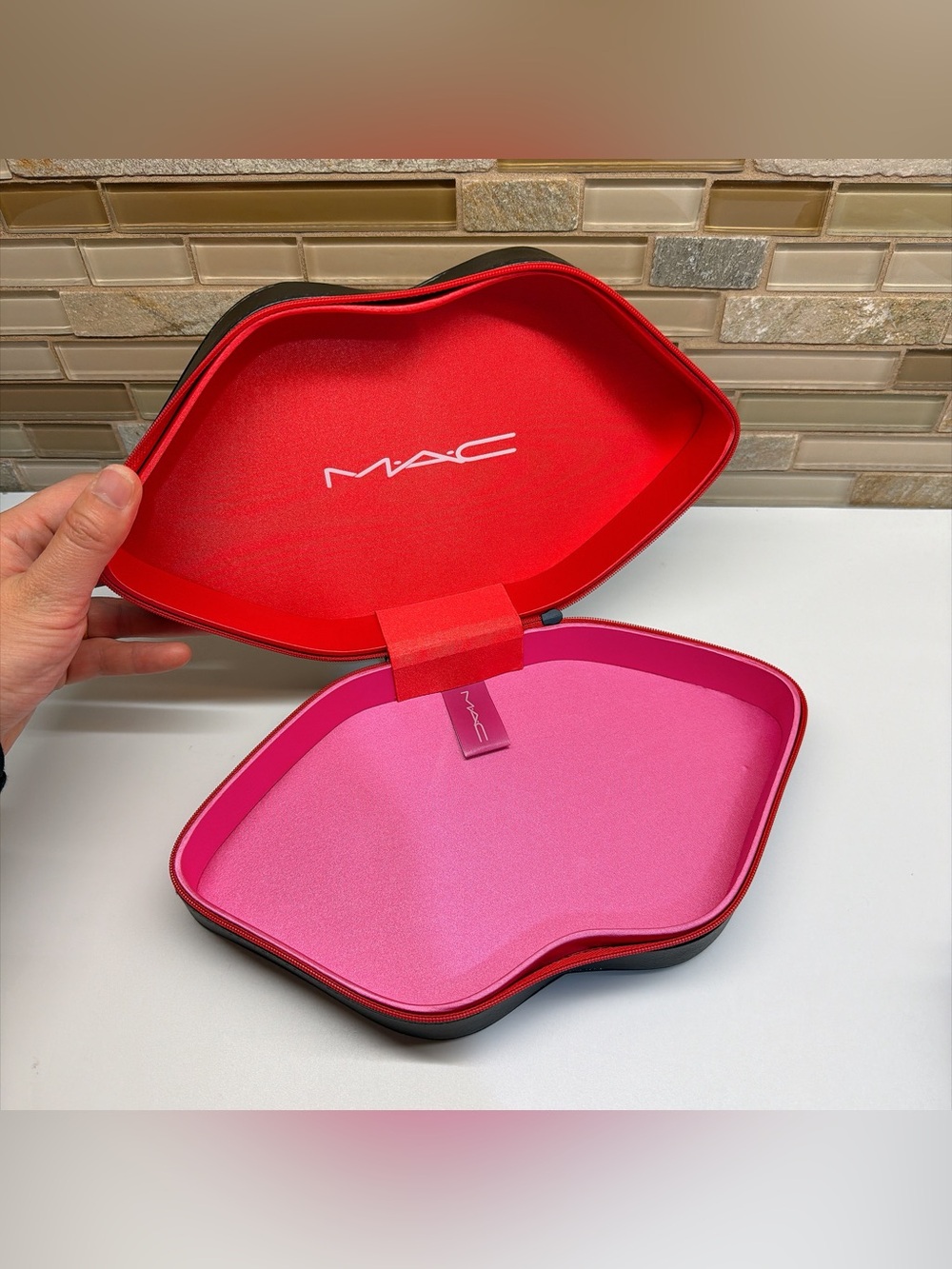 MAC Cosmetics Red and Pink Lip-Shaped Makeup Case